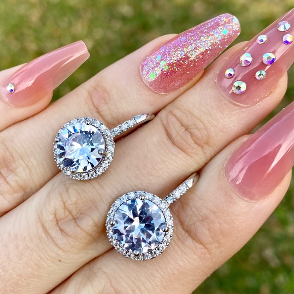 NEW Elegant 925 Silver Drop Earrings Cubic Zircon - Picture 3 of 6